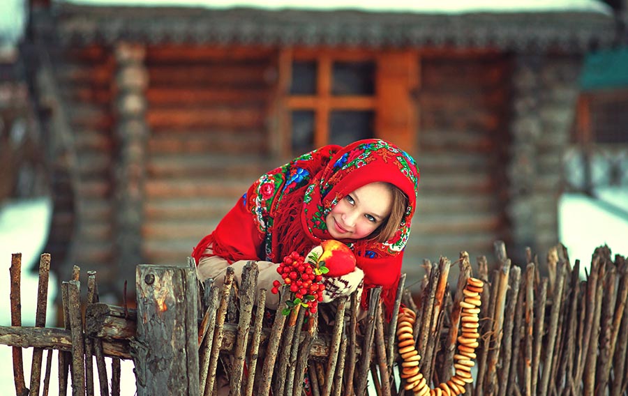 Sexy girl Women in Slavic costumes in Madurai